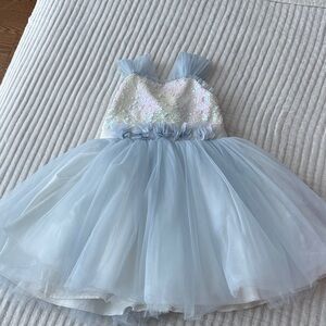 Elegant Blue and White Kids Dress